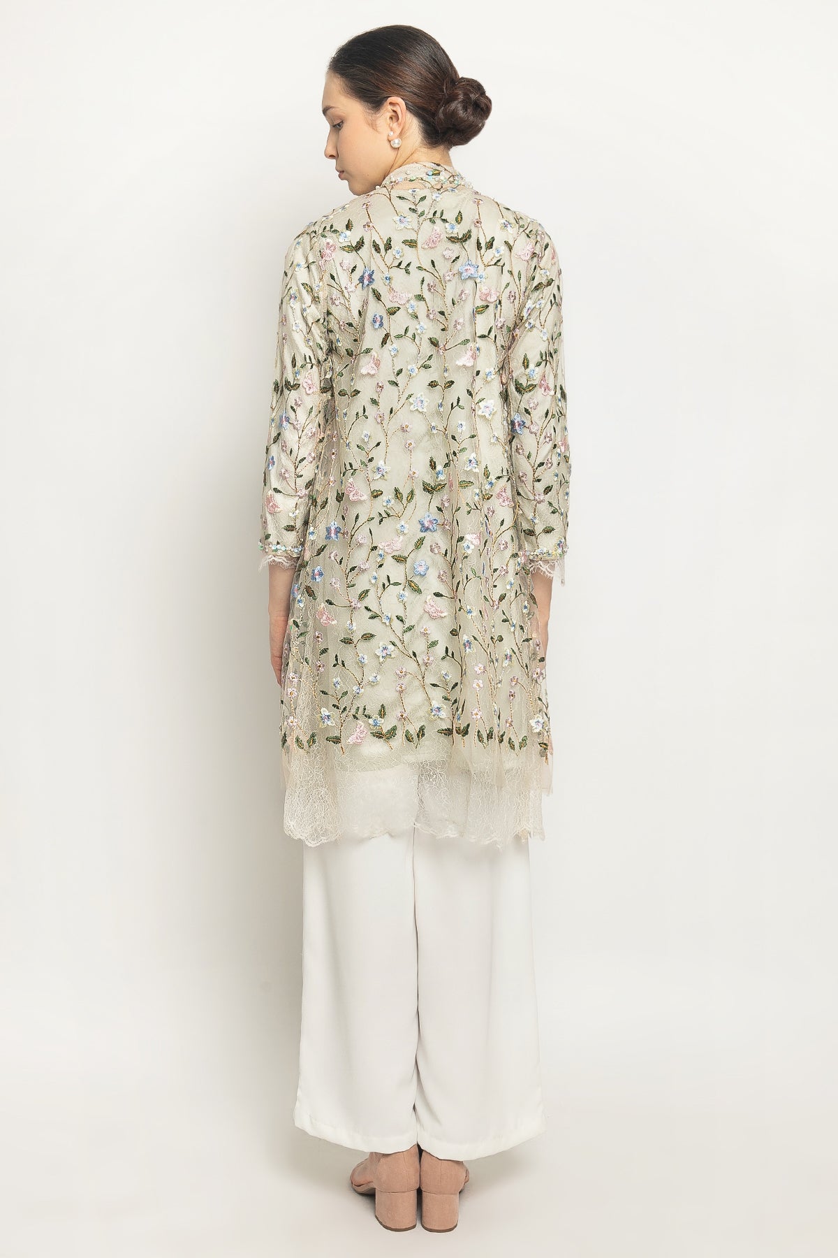 Dindy Outer Tunic in Flowery Cream Green
