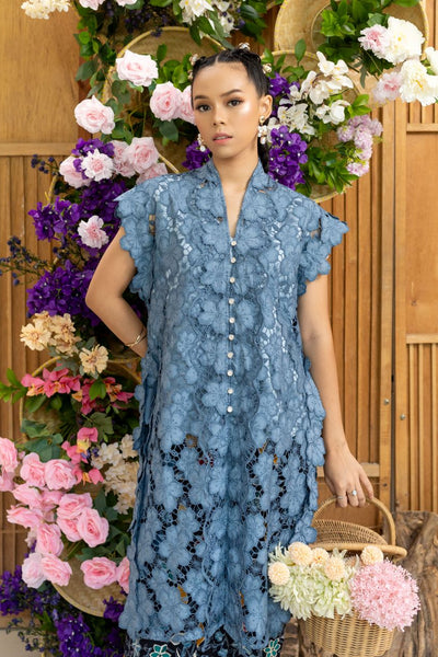 Yuna Long Outer Top in Blue Denim