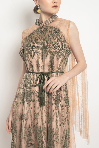 Lubna Dress in Nude Olive