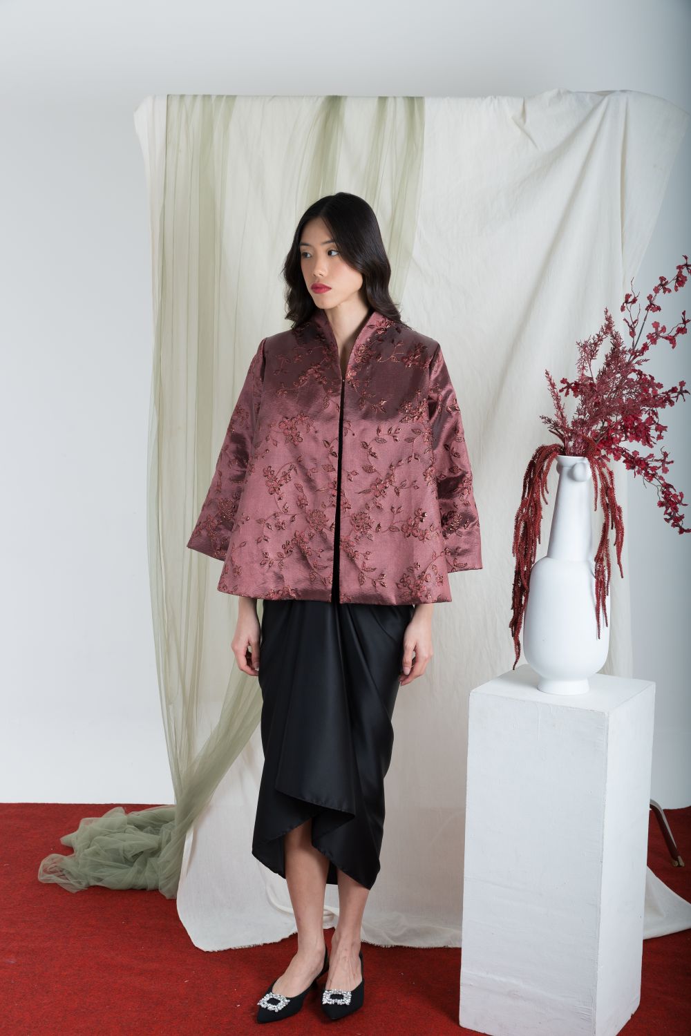 Leona Outer Top in Maroon