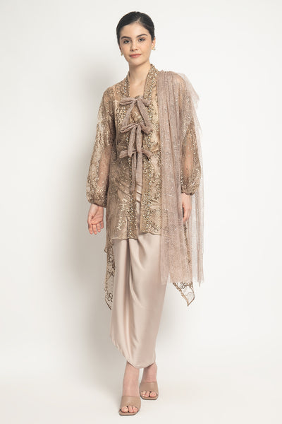 Leila Kebaya Top in Champagne Beige