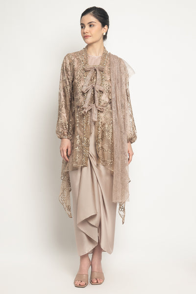 Leila Kebaya Top in Champagne Beige