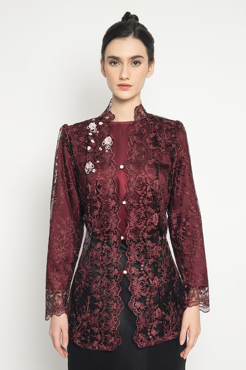 Meidi Kebaya Top in Burgundy