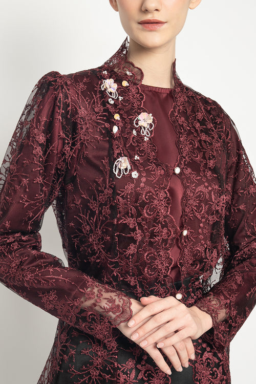 Meidi Kebaya Top in Burgundy