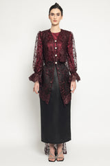 Temulawak Kebaya Top in Burgundy