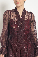 Yeva Kebaya Top in Burgundy