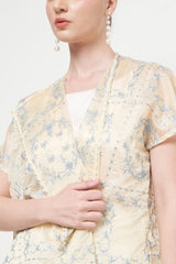 Ming Outer Top in Creme Dusty Blue