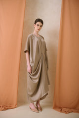 Nabila Kaftan Dress in Dark Nude