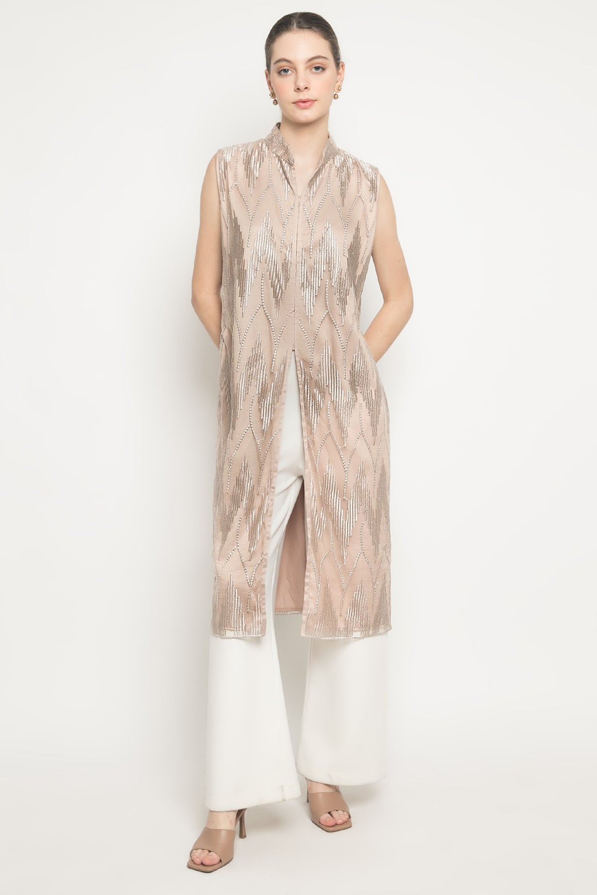 Blisse Long Top in Nude Taupe