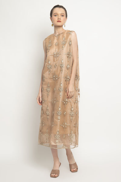 Diora Dress in Nude Gold