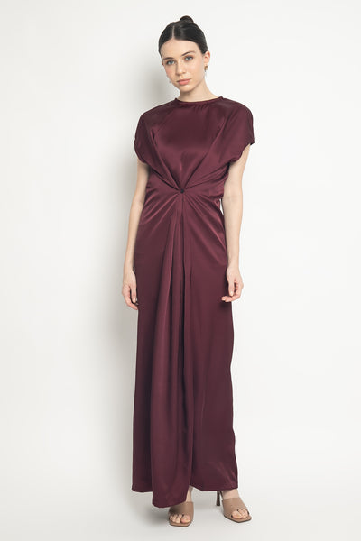 Satin Dress in Burgundy