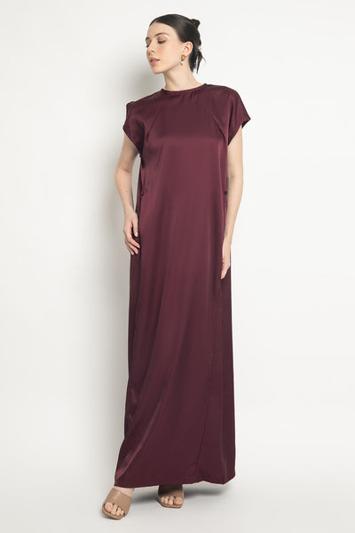 Satin Dress in Burgundy