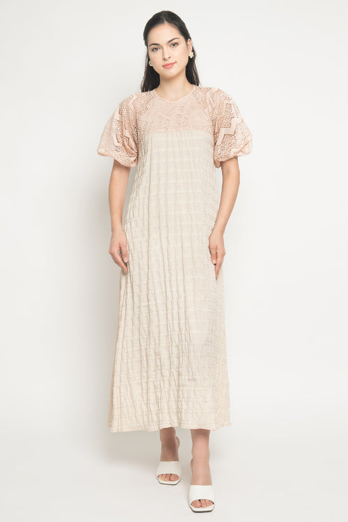 Karima Dress in Peach and Beige