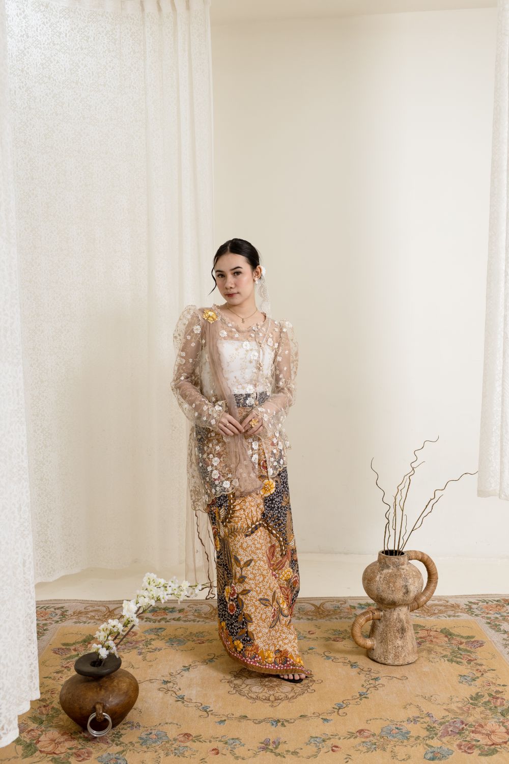 Noor Kebaya Top in White Nude