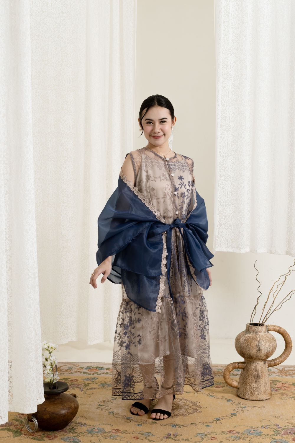 Jameela Dress in Navy