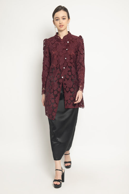 Nahiara Kebaya Top in Burgundy