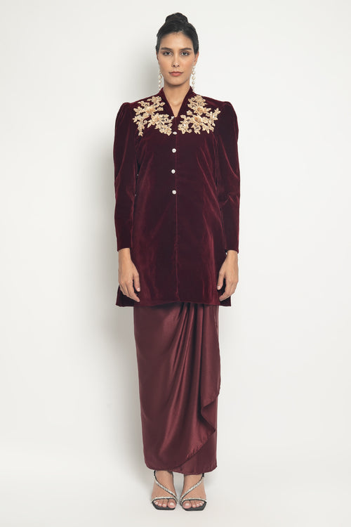 Pratisa Kebaya Top in Deep Maroon