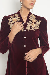 Pratisa Kebaya Top in Deep Maroon