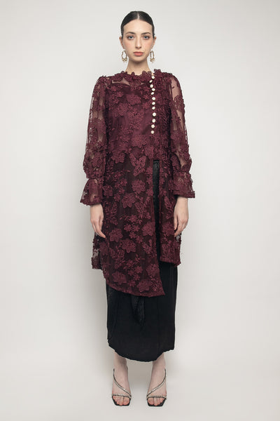 Sumaya Kebaya Top in Maroon