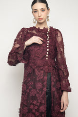 Sumaya Kebaya Top in Maroon