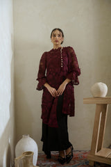 Sumaya Kebaya Top in Maroon