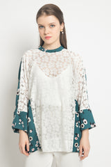 Sloan Top in White and Green