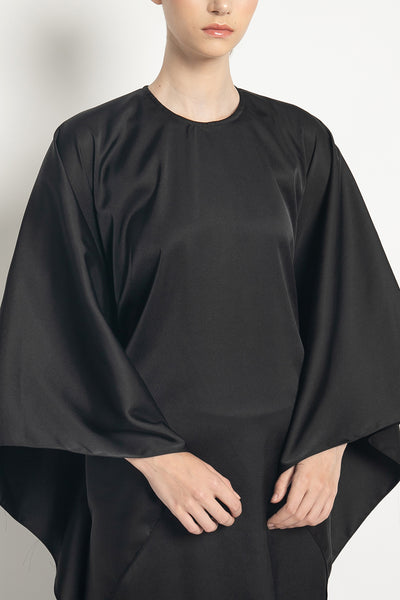 Satin Kaftan Dress in Black