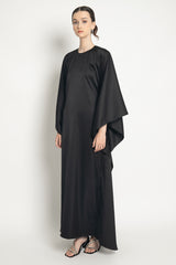 Satin Kaftan Dress in Black