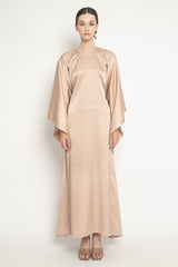 Satin Kaftan Dress in Nude