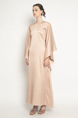 Satin Kaftan Dress in Nude