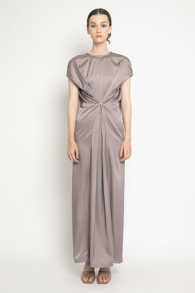 Satin Dress in Stone Gray