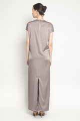 Satin Dress in Stone Gray