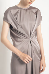 Satin Dress in Stone Gray