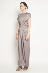 Satin Dress in Stone Gray