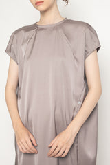 Satin Dress in Stone Gray