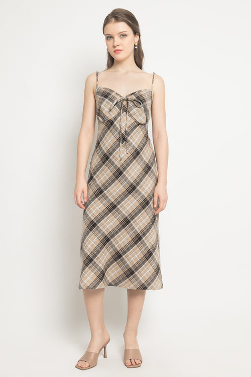 Gia Midi Dress in Brown