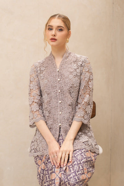 Dinara Kebaya Top in Oat Greyish