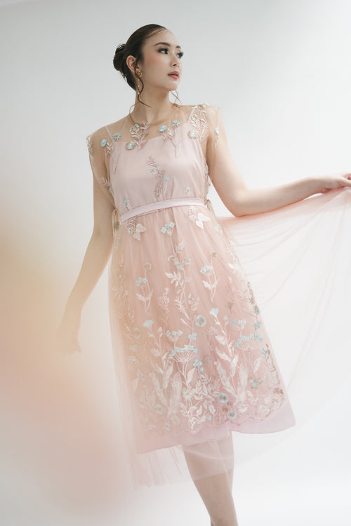 Pink Blossom Midi Dress