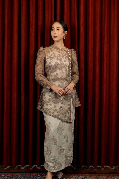 Mahira Kebaya Top in Olive Brown