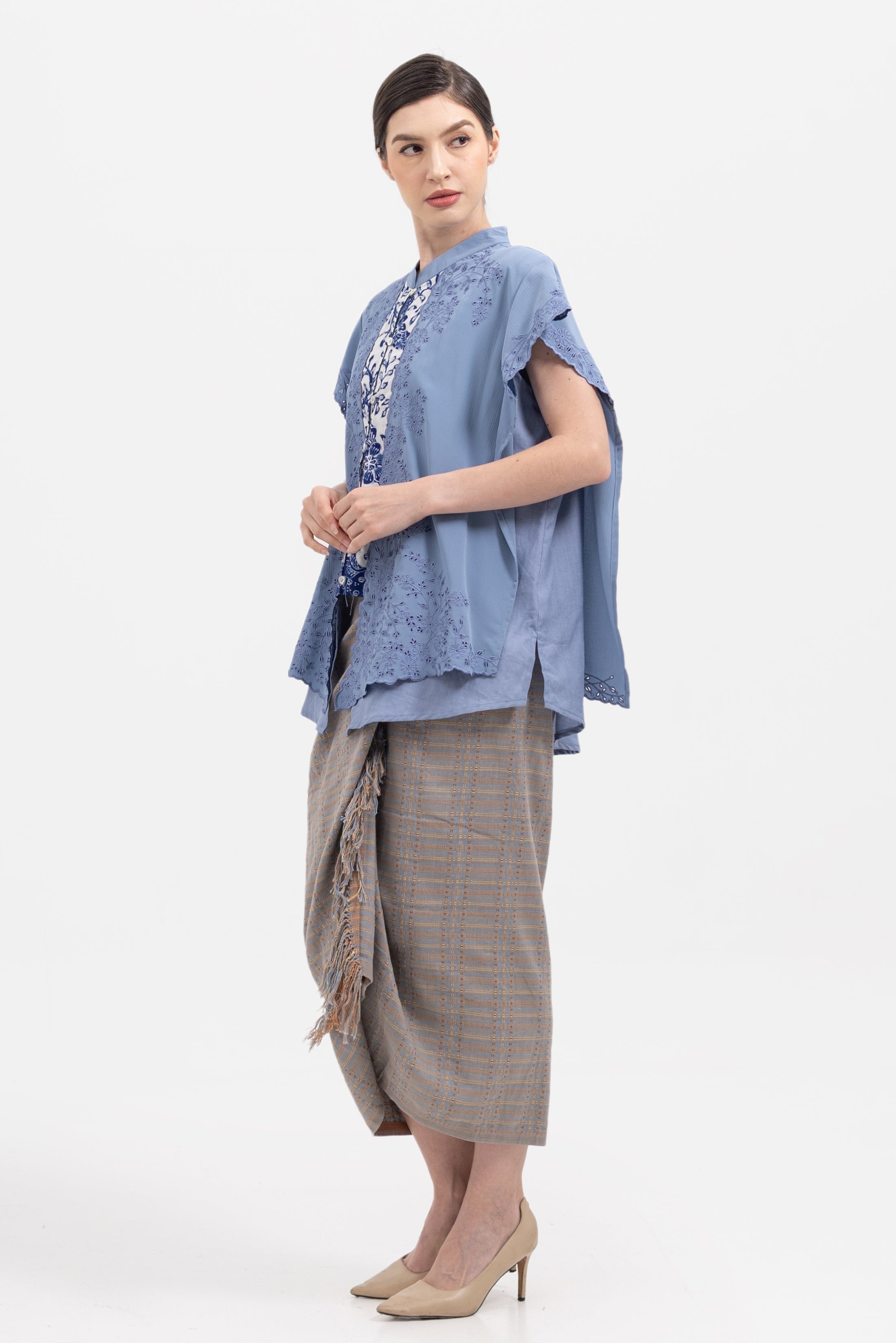 Nidhi Outer Top in Dusty Blue