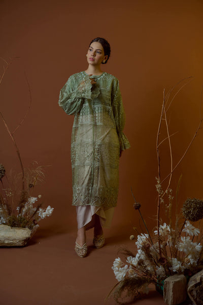 Rose Long Outer Dress in Forest Green