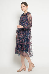 Shafa Outer Dress in Navy and Fuschia