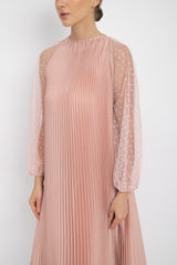 Kavya Pleats Dress in Blush Pink