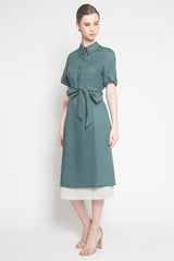 Linen Dress in Turquoise Green