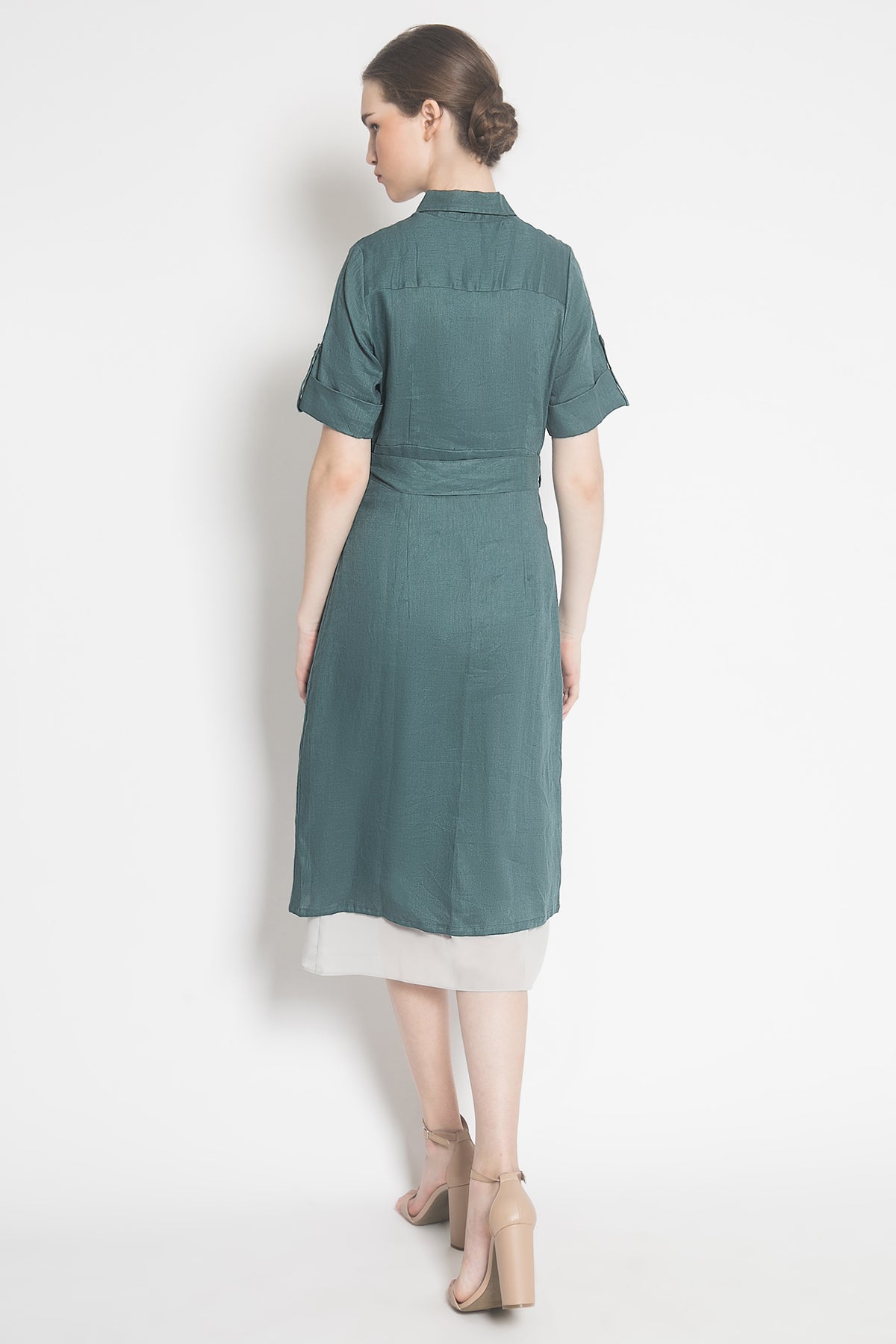 Linen Dress in Turquoise Green