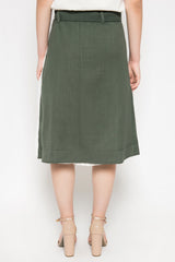 Accordion Skirt in Khaki Green