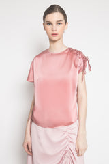 Drawstring Blouse in Dusty Pink
