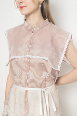 Carla Top in Dusty and White