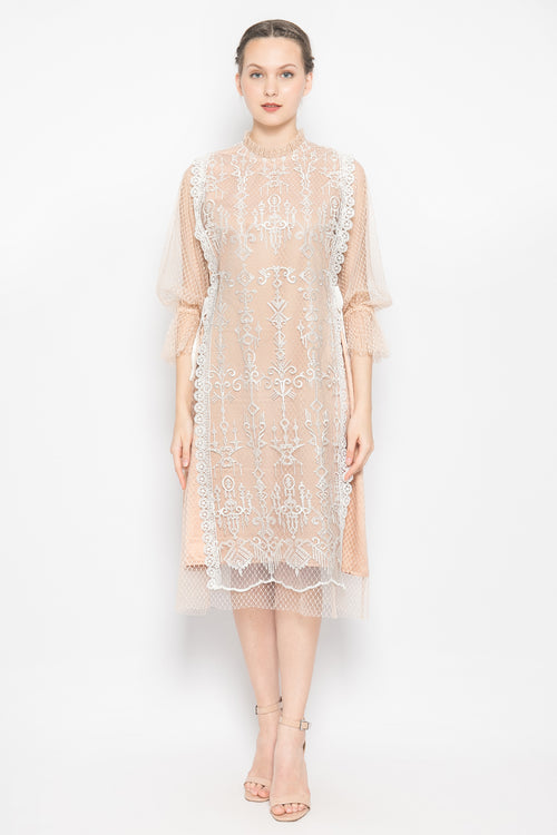 Malika Dress in Nude White