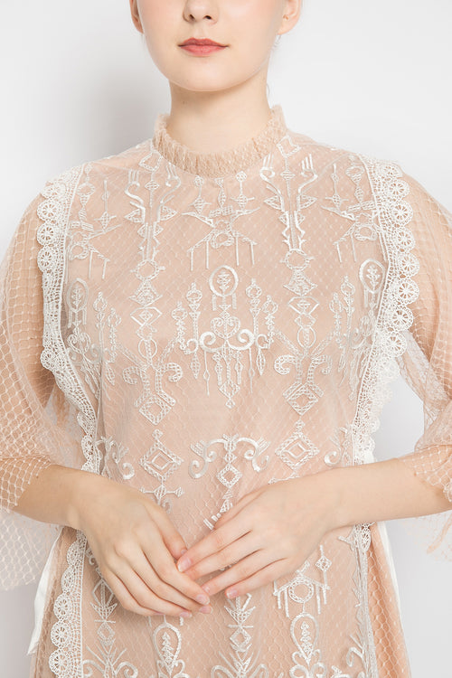 Malika Dress in Nude White